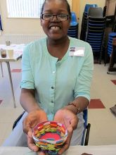 Bowl Weaving - plenty of bright raffia yarns to pick from.  Weaving is good for improving manipulation, it&#039;s relaxing, and it&#039;s quick and easy!