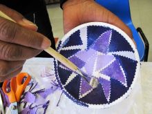 Decoupate Bowls.  Papers, scissors and special glue-varnish were used to learn how to make an easy Decoupage Design.