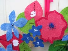 Applique flowers created in an Art &amp; Craft activity we held for the Wreathmaking Challenge.